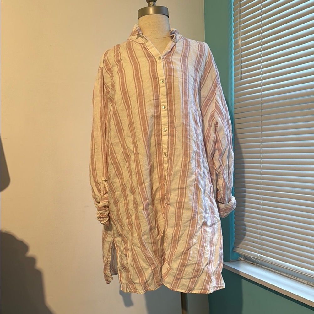 Striped Button-Up Tunic